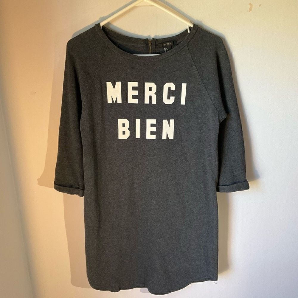 Dark Grey Tunic Long Top, Small. Merci Bien - Picture 7 of 10